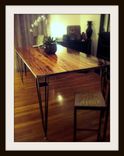 Reclaimed Heart Pine/Steel Dining Table 1 small