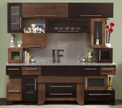 Cubist Cabinets Kitchen Modern Clean In Tiger Maple & Glass - Expresso & Coffee Stains 1 small