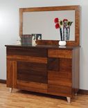 Arial Fields Modern Walnut & Cherry Bedroom  Set - Bed, Nightstand, Dresser, Chest, Mirror 8 small