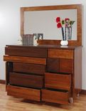 Arial Fields Modern Walnut & Cherry Bedroom  Set - Bed, Nightstand, Dresser, Chest, Mirror 9 small