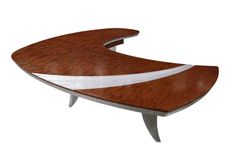 Paradigm Executive Desk In Pommele Bubinga & Custom Aluminum Legs 3 small