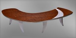Paradigm Executive Desk In Pommele Bubinga & Custom Aluminum Legs 4 small