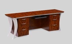 Paradigm Executive Desk In Pommele Bubinga & Custom Aluminum Legs 6 small