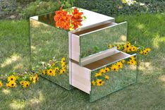 Hollywood Glam Mirrored Nightstands / End Tables With Drawers 2 small