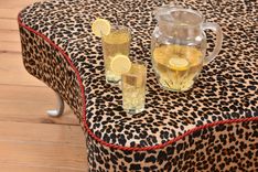 Leopard Leather Hair-On-Hide Ottoman Coffee Table 3 small