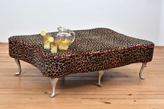 Leopard Leather Hair-On-Hide Ottoman Coffee Table 2 small
