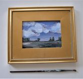 Original Acrylic Landscape Painting, Gold Plein Air Frame 2 small