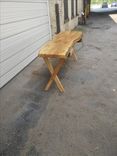 Live Edge Spalted Maple Desk With Wooden X Base And 2 Drawers 4 small