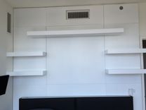 Wall Unit With Custom Paneling And Floating Shelves 1 small