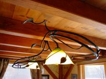 Hand-Blown Glass And Iron Chandelier 2 small
