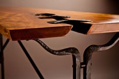 Forged Steel And Live Edge Cherry Hall Table 1 small