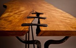 Forged Steel And Live Edge Cherry Hall Table 3 small
