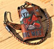 Handmade Leather Biker Wallet Vegetable Tanned The Mandalorian Brown 1 small