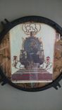 Sold Vintage Steam Engine Headlight Lens Holder, Framed Print, Burned Wood Mat 6 small