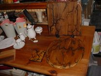 Captured Lighting On An Oak Commode Seat, High Voltage Wood Carving 4 small