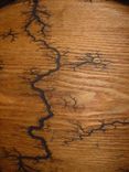 Captured Lighting On An Oak Commode Seat, High Voltage Wood Carving 6 small