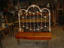 Brass & Iron Foundry Headboard Bench, Wide Board Cypress Seat!! 3 small