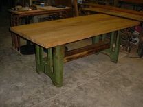 Sinker Cypress Tables With Industrial Style Pedestal Metal Legs, Live Or Natural Edges 2 small