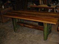 Sinker Cypress Tables With Industrial Style Pedestal Metal Legs, Live Or Natural Edges 4 small