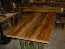 Sinker Cypress Tables With Industrial Style Pedestal Metal Legs, Live Or Natural Edges 6 small