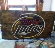Miller Light Beer Sign One Of A Kind On Cypress Wood! 5 small