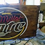 Miller Light Beer Sign One Of A Kind On Cypress Wood! 3 small