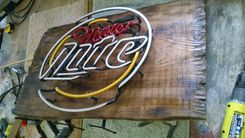 Miller Light Beer Sign One Of A Kind On Cypress Wood! 1 small