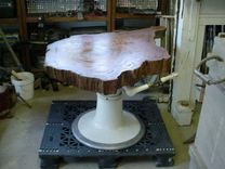 Sold Barber Chair Cypress Slab Top Indusrtial Style Dinning Table 2 small