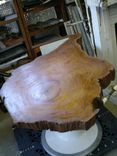 Sold Barber Chair Cypress Slab Top Indusrtial Style Dinning Table 3 small