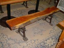 Cherry Table And 2 Benches, Sap Wood Live Edges W/Bark 4 small