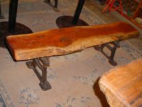 Cherry Table And 2 Benches, Sap Wood Live Edges W/Bark 6 small