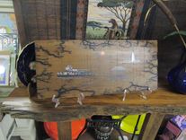 Sold Hand Painted On Cypress Board, Hand Etched Boarder Unframed, 3 small