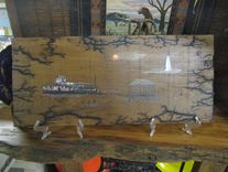 Sold Hand Painted On Cypress Board, Hand Etched Boarder Unframed, 4 small