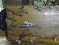 Sold Hand Painted On Cypress Board, Hand Etched Boarder Unframed, 6 small