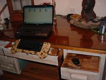Blue Tooth Keyboard Holder Stand Carved With Fire On Wood Design! 1 small
