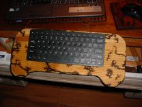 Blue Tooth Keyboard Holder Stand Carved With Fire On Wood Design! 3 small
