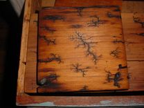 Blue Tooth Mouse Pad Carved With Fire On Wood Design! 15,000 Volts!! 3 small