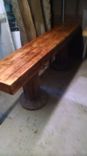 Double Concrete Pedestal, & Laminated Pine Butcher Block Top Sofa Table 2 small