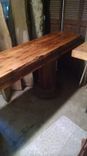 Double Concrete Pedestal, & Laminated Pine Butcher Block Top Sofa Table 6 small