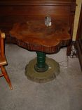 Tree Trunk Slab Table W/Metal Pedestal Vintage 3 small