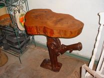 Pecan Tree Slab On Vintage Railroad Jack Pedestal 1 small