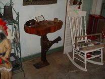 Pecan Tree Slab On Vintage Railroad Jack Pedestal 2 small