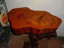 Pecan Tree Slab On Vintage Railroad Jack Pedestal 3 small