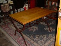Repurposed Metal Desk Stand, With A Golden Cypress Top 3 small