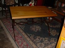 Repurposed Metal Desk Stand, With A Golden Cypress Top 4 small