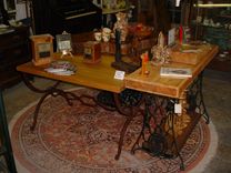 Repurposed Metal Desk Stand, With A Golden Cypress Top 2 small