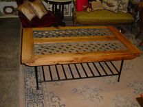 Industrial Vent Grate Cypress Coffee Table On Metal Base 2 small
