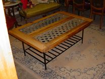 Industrial Vent Grate Cypress Coffee Table On Metal Base 1 small