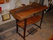 Cypress Slab Table On Commerical Singer Sewing Machine Base 2 small