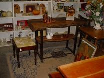 Cypress Slab Table On Commerical Singer Sewing Machine Base 1 small